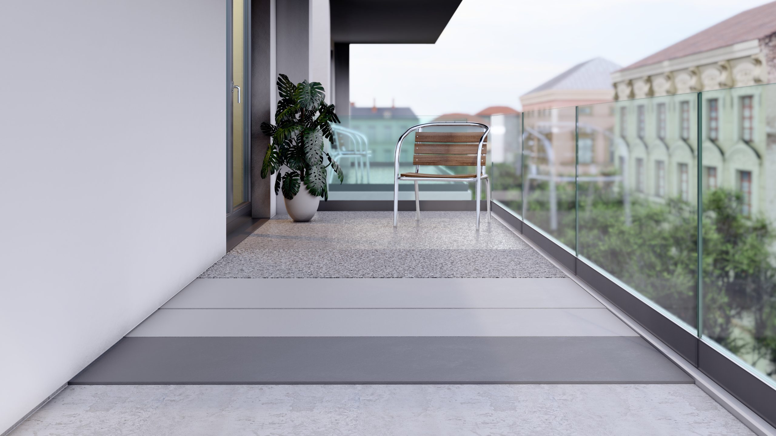 Modern balcony with premium tiling